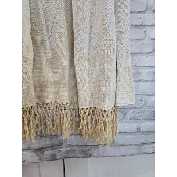 Lilly Pulitzer Women’s Tatum Cardigan Cream Fringe‎ Hem Gold Metallic Size XS - Picture 6 of 12